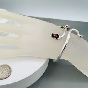 Lucky Brand Vintage Silver Tone tiger eye snake head signed Cuff Bracelet 7014
